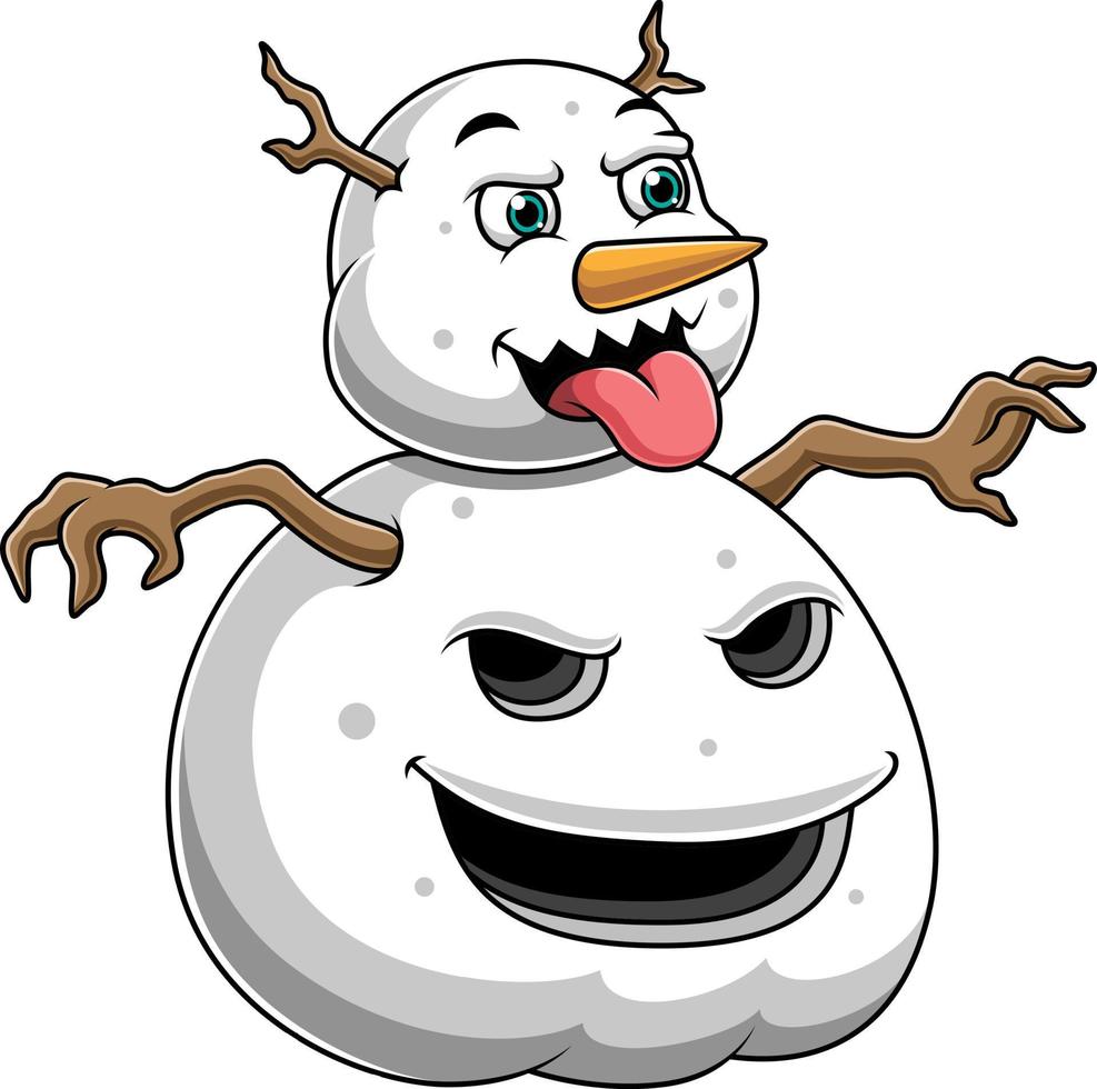 vetor de desenho animado de boneco de neve fofo com modelo de monstro