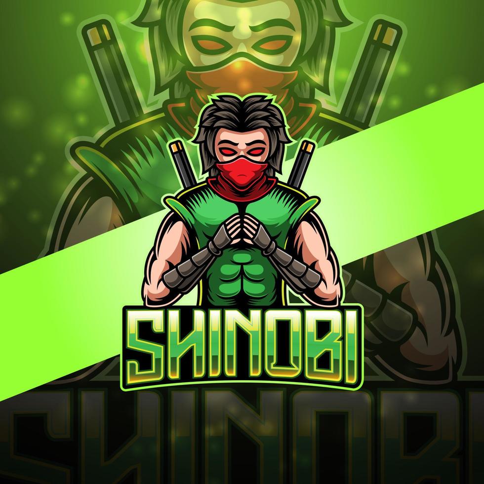 Design do logotipo do mascote ninja esport vetor