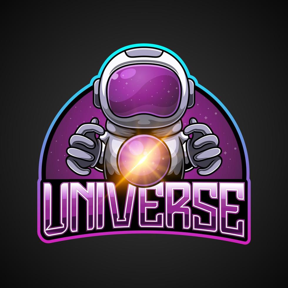 o mascote do astronauta e o logotipo do universo vetor