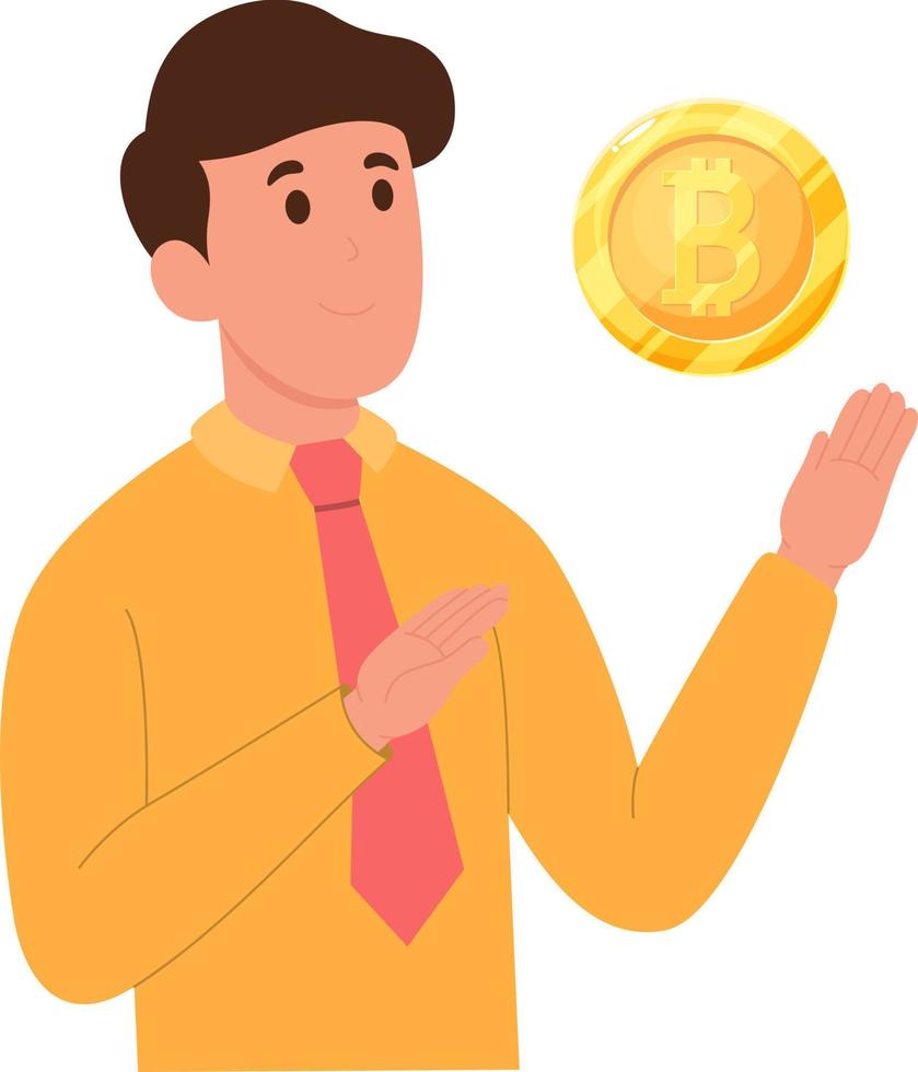 tecnologia de criptomoeda e blockchain, investimento de dinheiro digital e ilustrações de conceito de bitcoin de negociação vetor