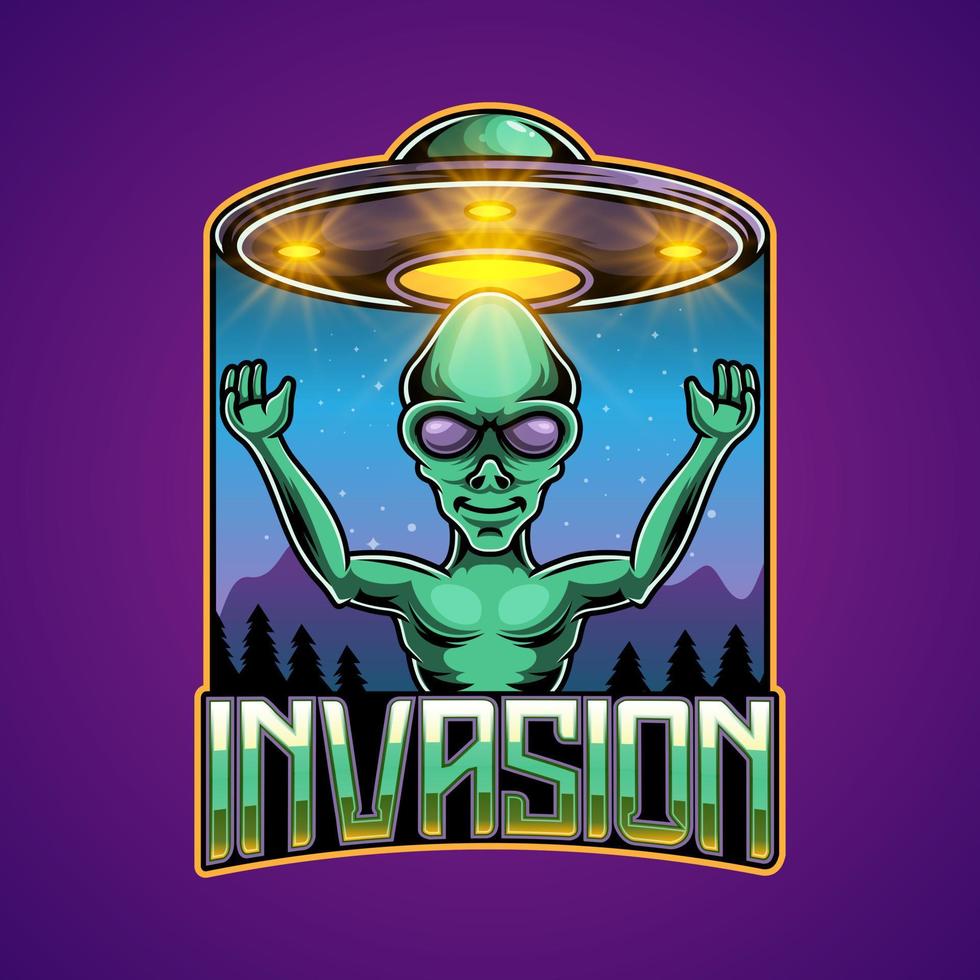 Design do logotipo do mascote alien esport vetor