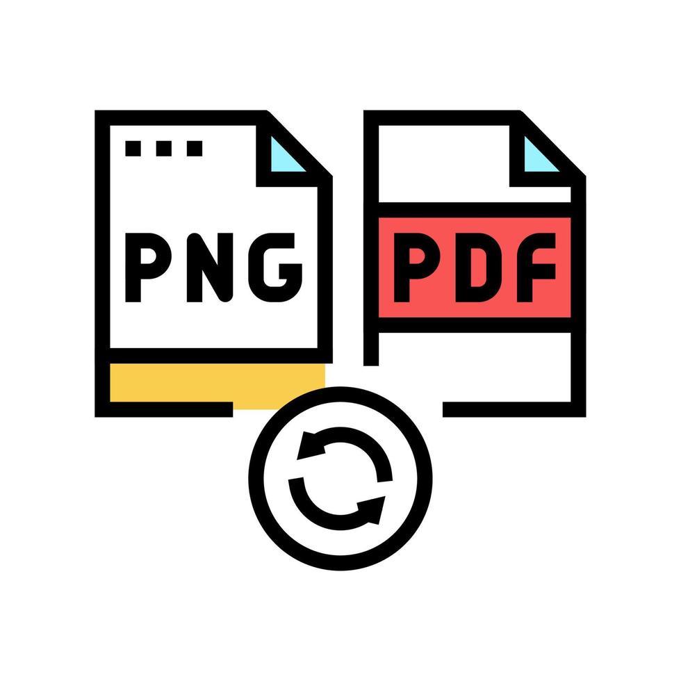 converter png para arquivo pdf ilustração vetorial de ícone de cor vetor