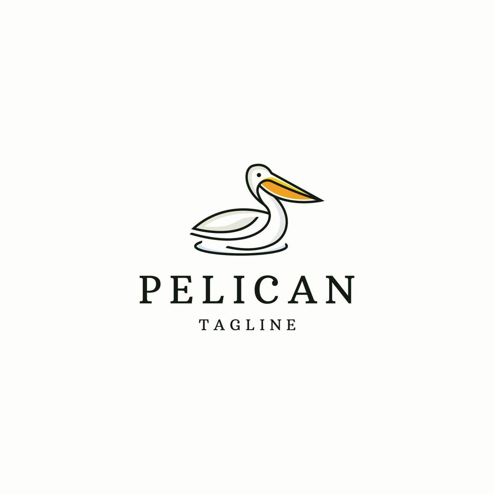 ilustração em vetor plana de modelo de design de ícone de logotipo de pássaro pelicano