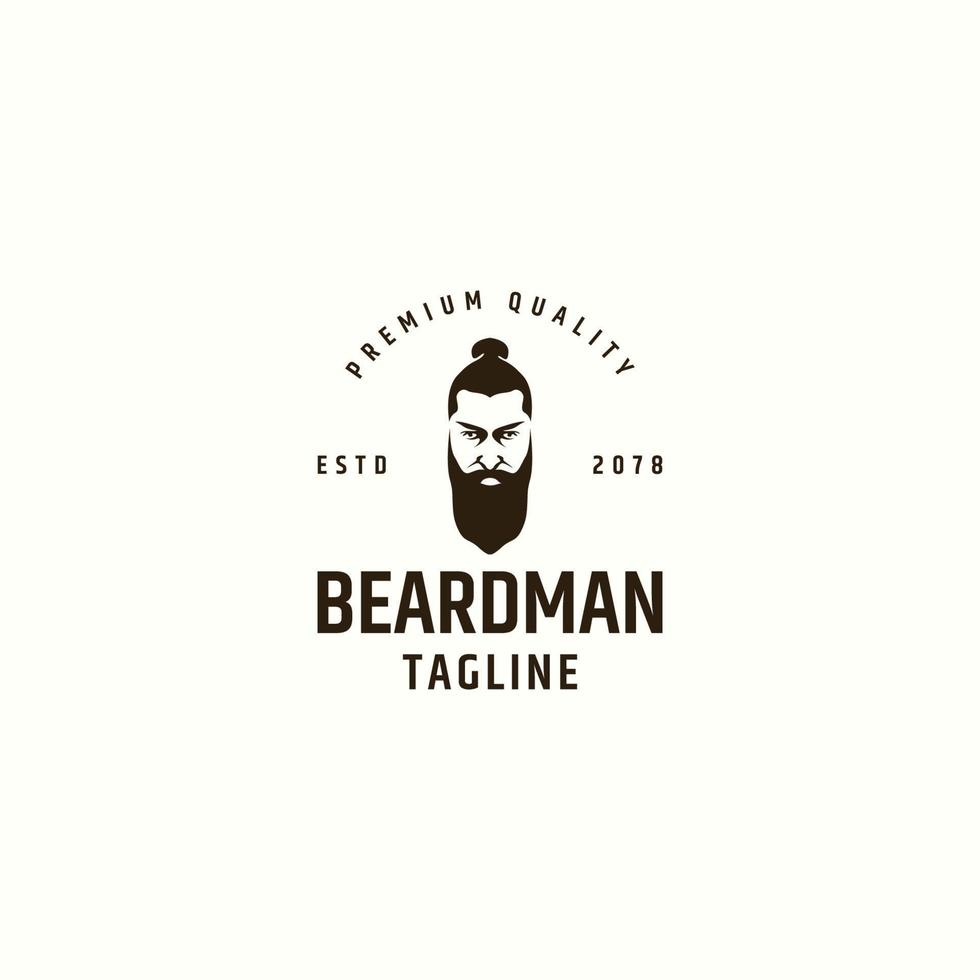 modelo de design de ícone de logotipo de homem de barba ilustração vetorial plana vetor