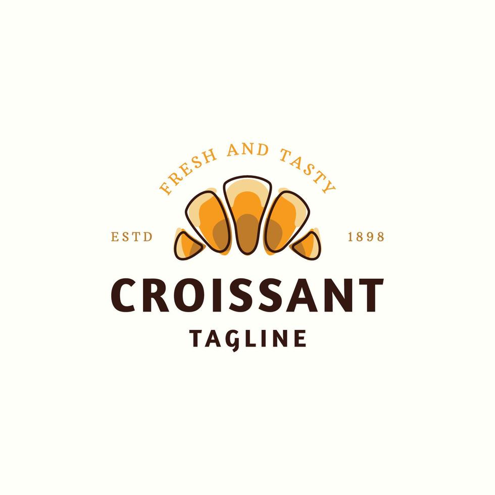 modelo de design de ícone de logotipo de comida croissant ilustração vetorial plana vetor