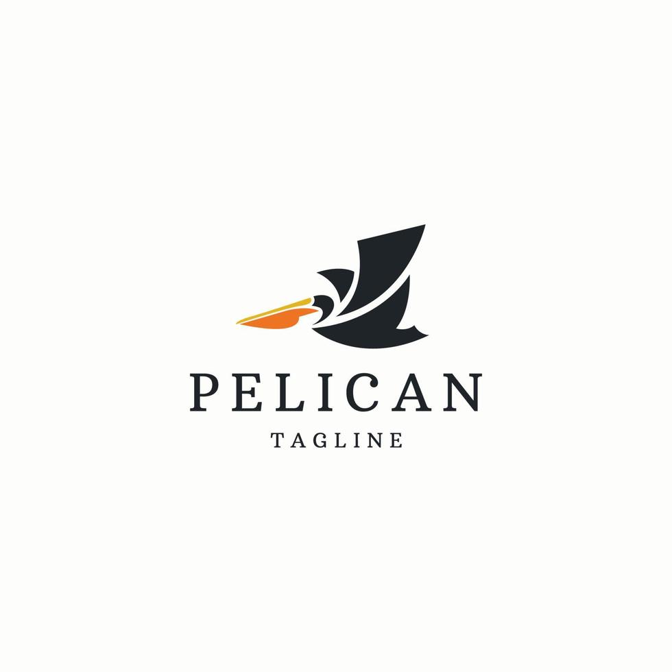 ilustração em vetor plana de modelo de design de ícone de logotipo de pássaro pelicano