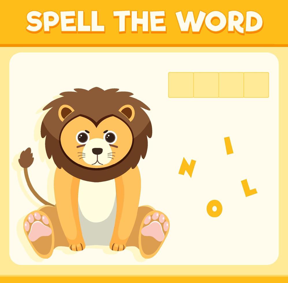 feitiço jogo de palavras com a palavra leão vetor