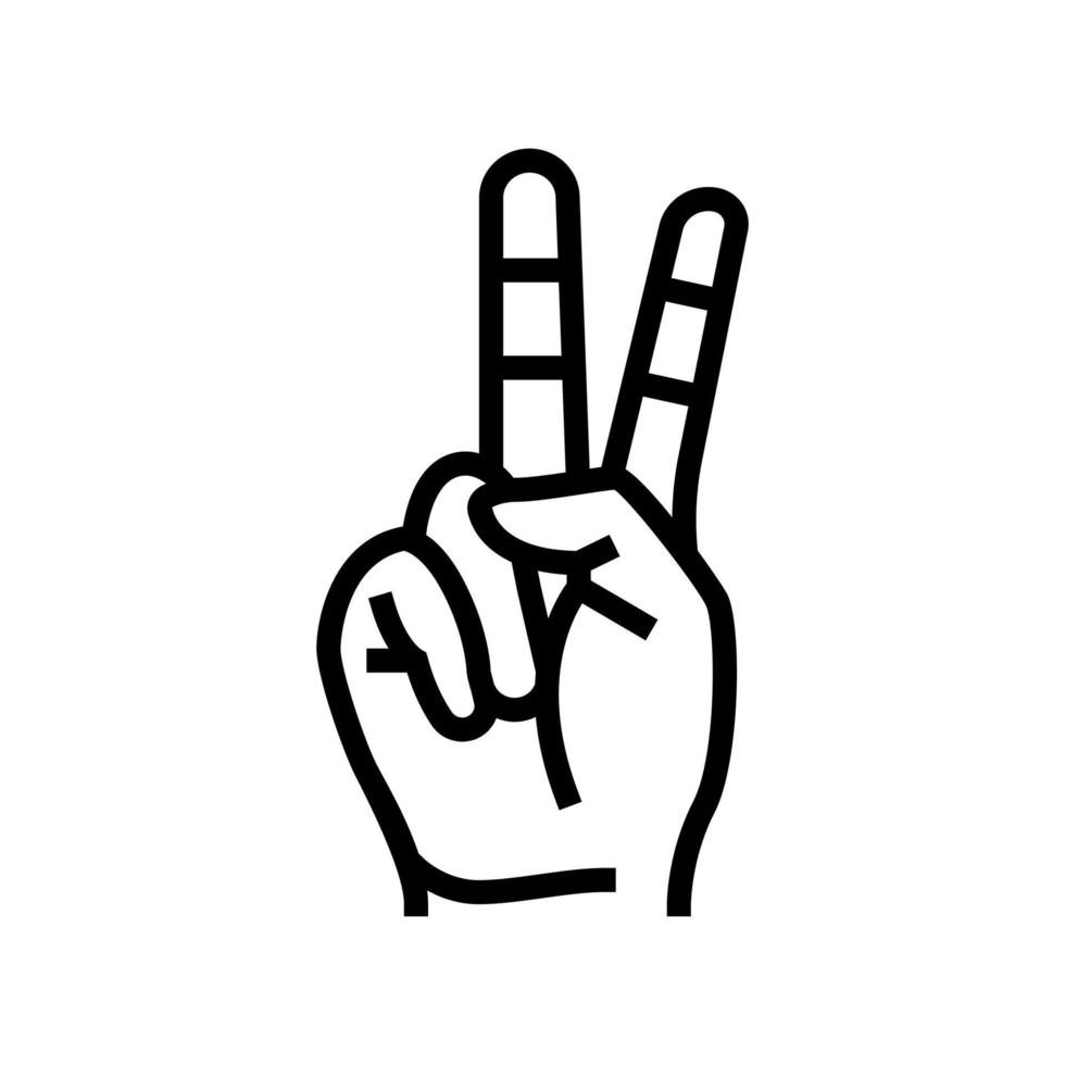 ilustração vetorial de ícone de linha de gesto de mão de paz vetor
