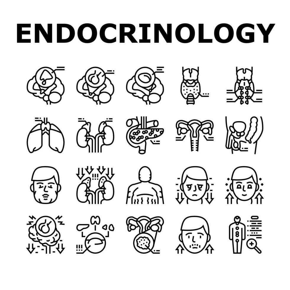 conjunto de ícones de doenças médicas de endocrinologia vetor