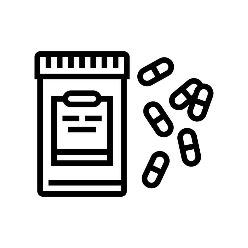 pílulas de drogas de anestesia e ilustração vetorial de ícone de linha de contêiner vetor
