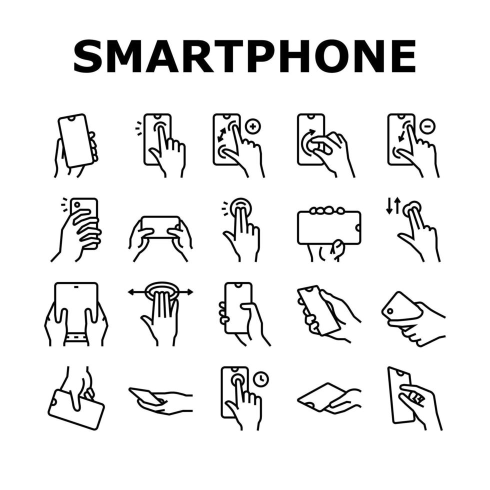 vetor de conjunto de ícones de coleção de gestos de smartphone