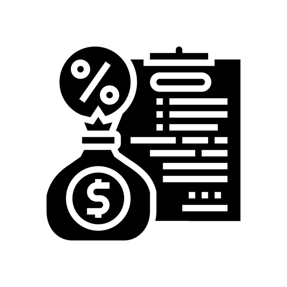 acordo financeiro para ilustração em vetor de ícone de glifo de empréstimo de porcentagem de pagamento