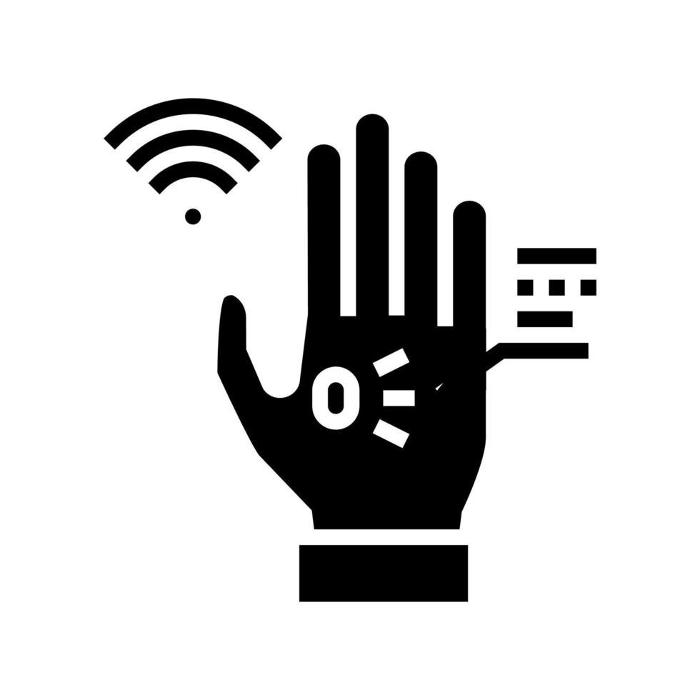 chip rfid na ilustração vetorial de ícone de glifo de palma vetor