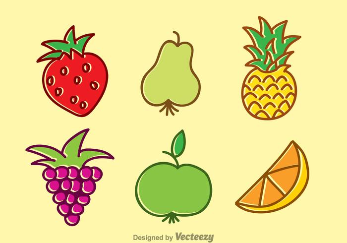 Conjunto de desenhos animados de frutas tropicais vetor