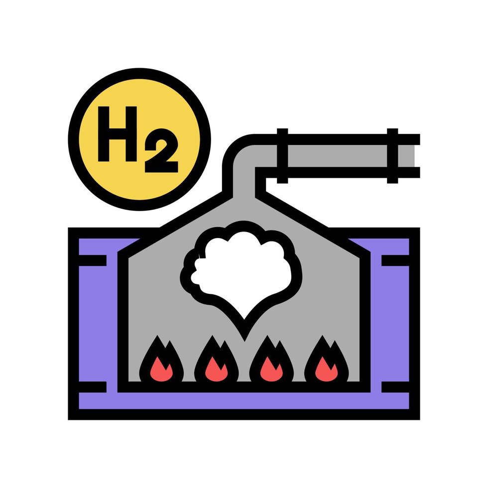 processamento de ilustração vetorial de ícone de cor de hidrogênio vetor