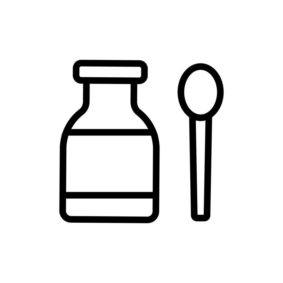 vetor de ícone de medicina e colher. ilustração de símbolo de contorno isolado