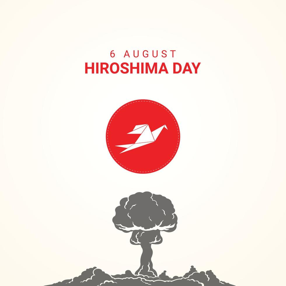 6 de agosto ilustração de design de pássaro de papel de dia memorável de hiroshima vetor