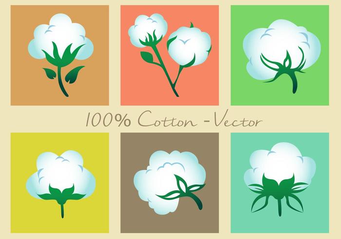 Ícones de vetor de planta de algodão
