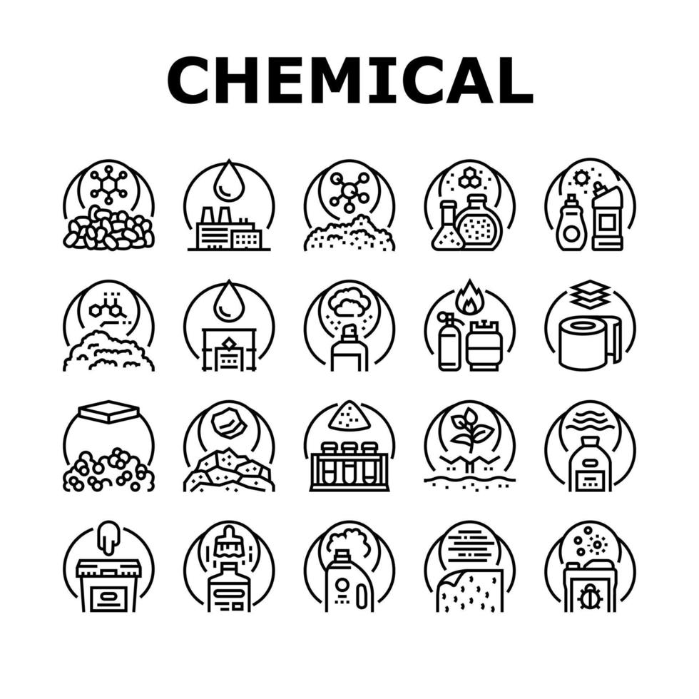 vetor de conjunto de ícones de produção da indústria química