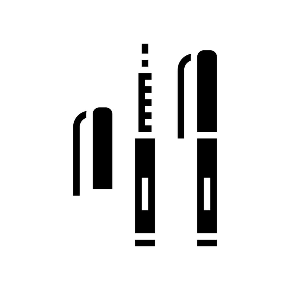 ilustração em vetor ícone de glifo de seringa de caneta portátil de insulina