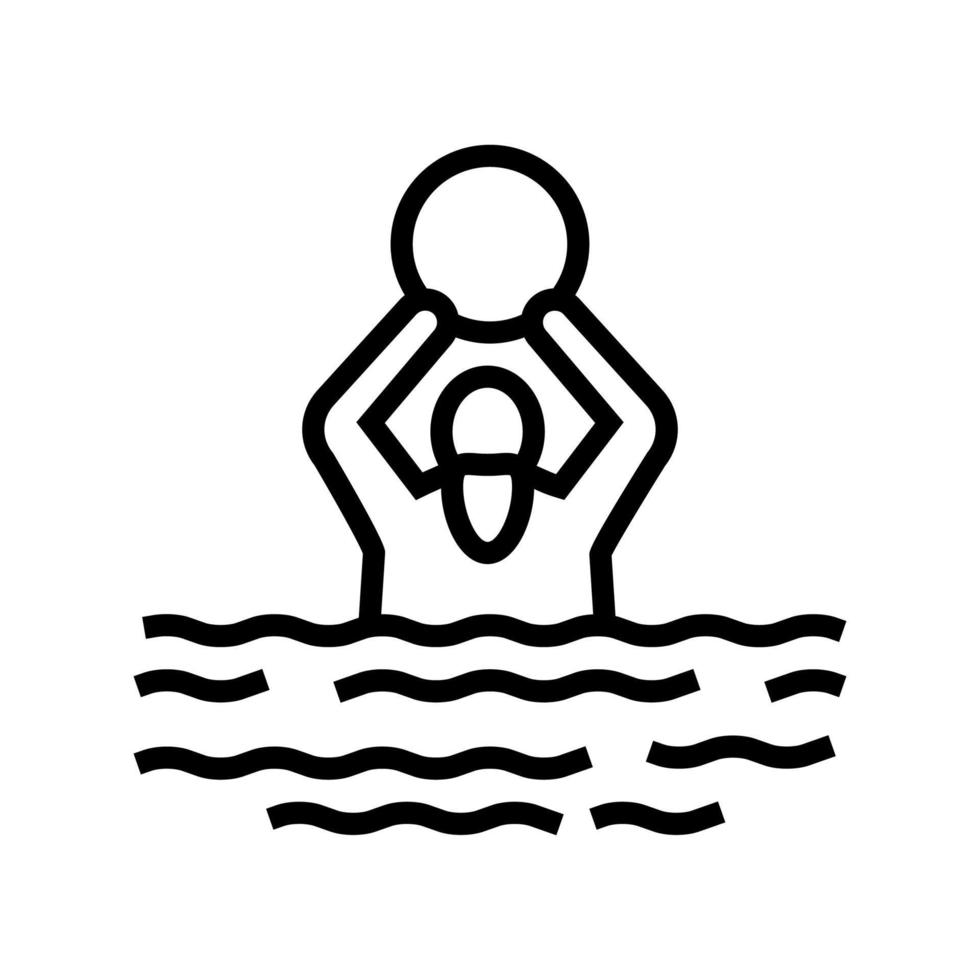 exercício de natação para ilustração vetorial de ícone de linha de pessoas idosas vetor