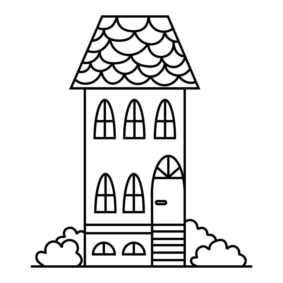 ilustração de casa engraçada, conceito de doodle, bom para livro de colorir, para crianças vetor