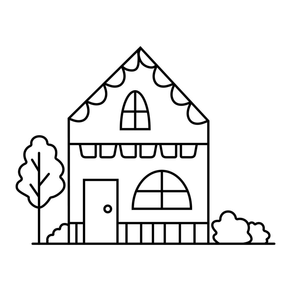 ilustração de casa engraçada, conceito de doodle, bom para livro de colorir, para crianças vetor