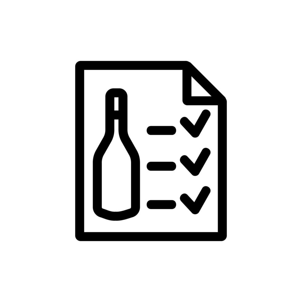 vetor de ícone de lista de vinhos. ilustração de símbolo de contorno isolado
