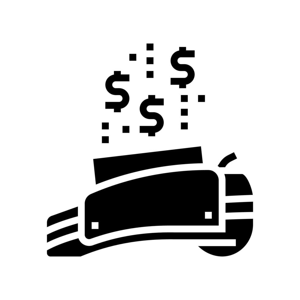 ilustração em vetor ícone glifo terminal pos transferência de dinheiro eletrônico