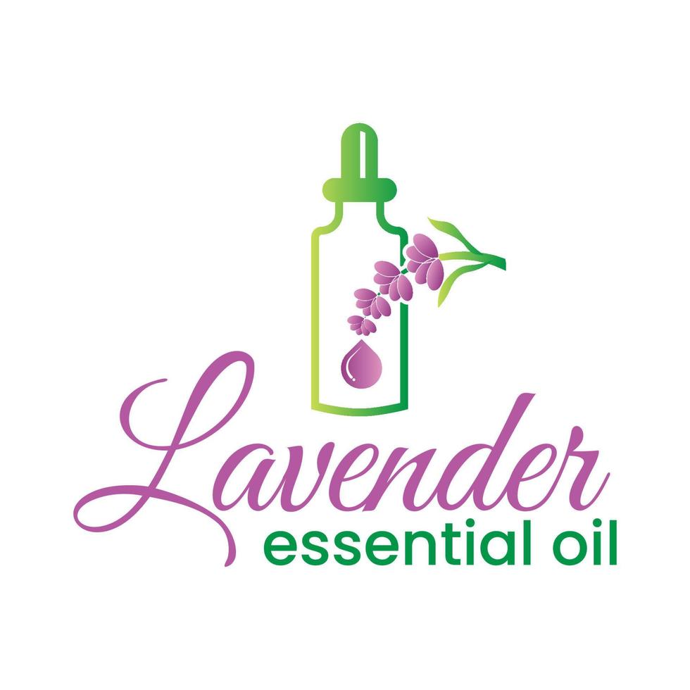 modelo de vetor de logotipo de óleo essencial de lavanda linda