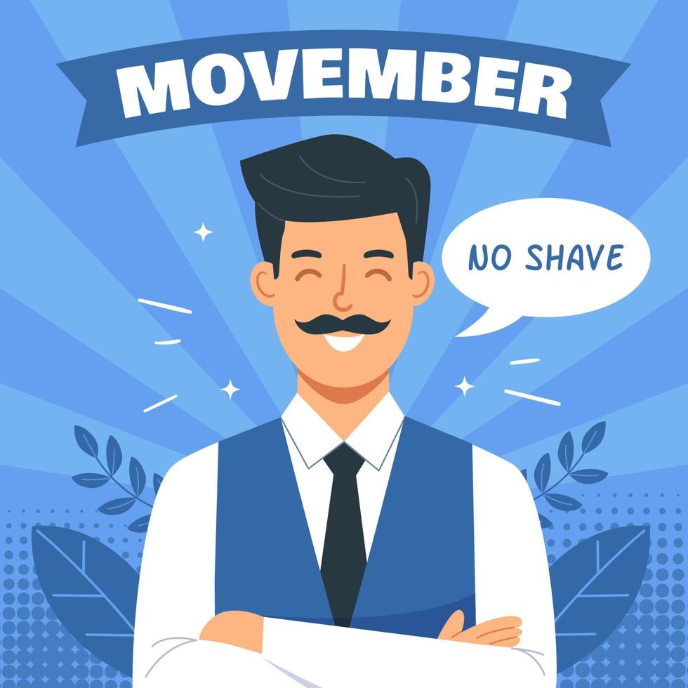 conceito movember com bigode homem vetor