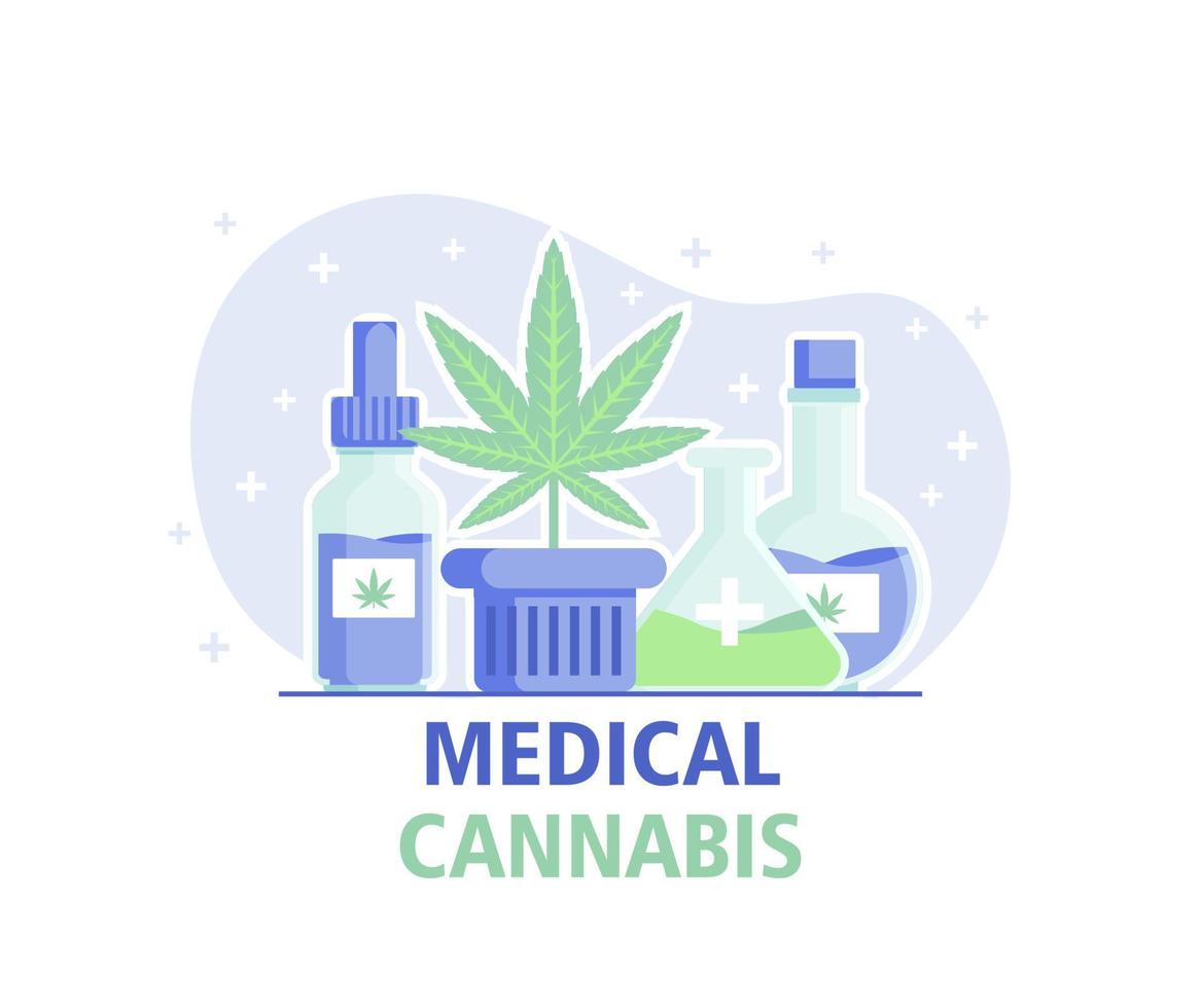 ilustração de canabinóides. médica de ilustração plana de cannabis. estilo de design plano. cor moderna dos cuidados de saúde. vetor eps 10