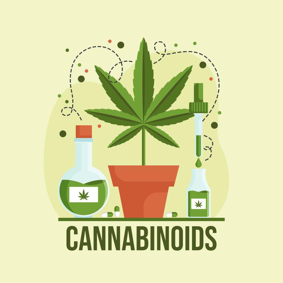 ilustração de canabinóides. médica de ilustração plana de cannabis. estilo de design plano. cor moderna dos cuidados de saúde. vetor eps 10