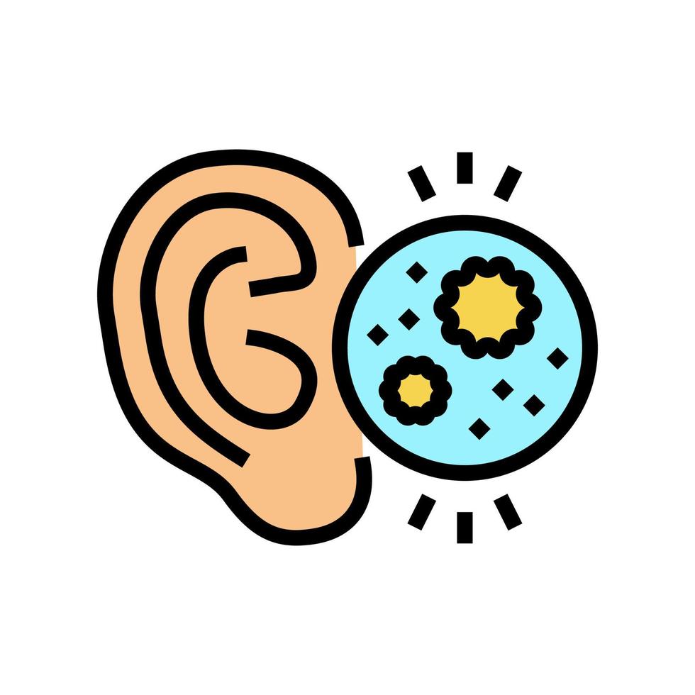 ilustração em vetor ícone de cor de infecção no ouvido
