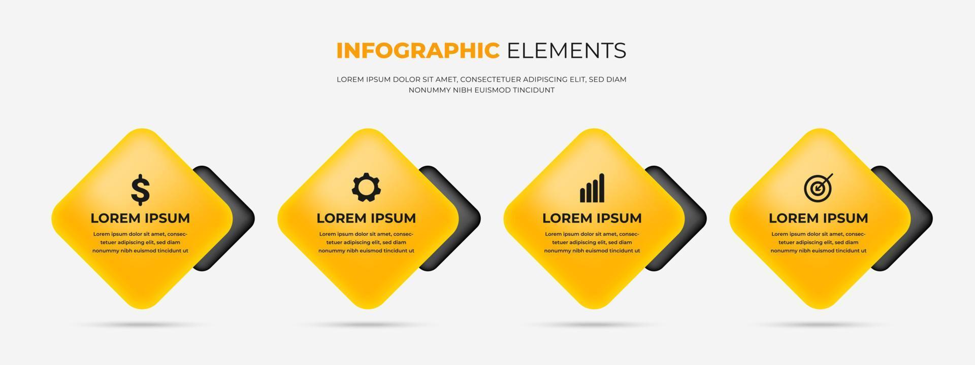 elementos de vetor de infográficos de quatro etapas