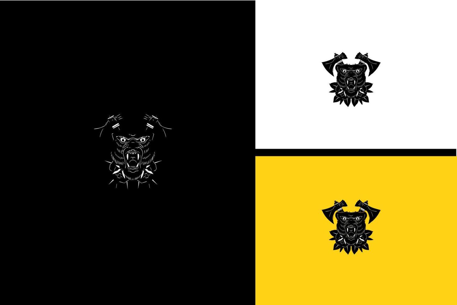 design de logotipo da ilustração vetorial de cabeça de urso preto vetor