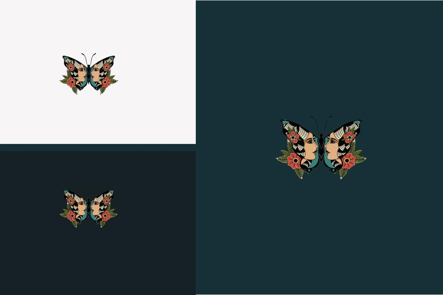 design de ilustração vetorial borboleta e flores vermelhas vetor