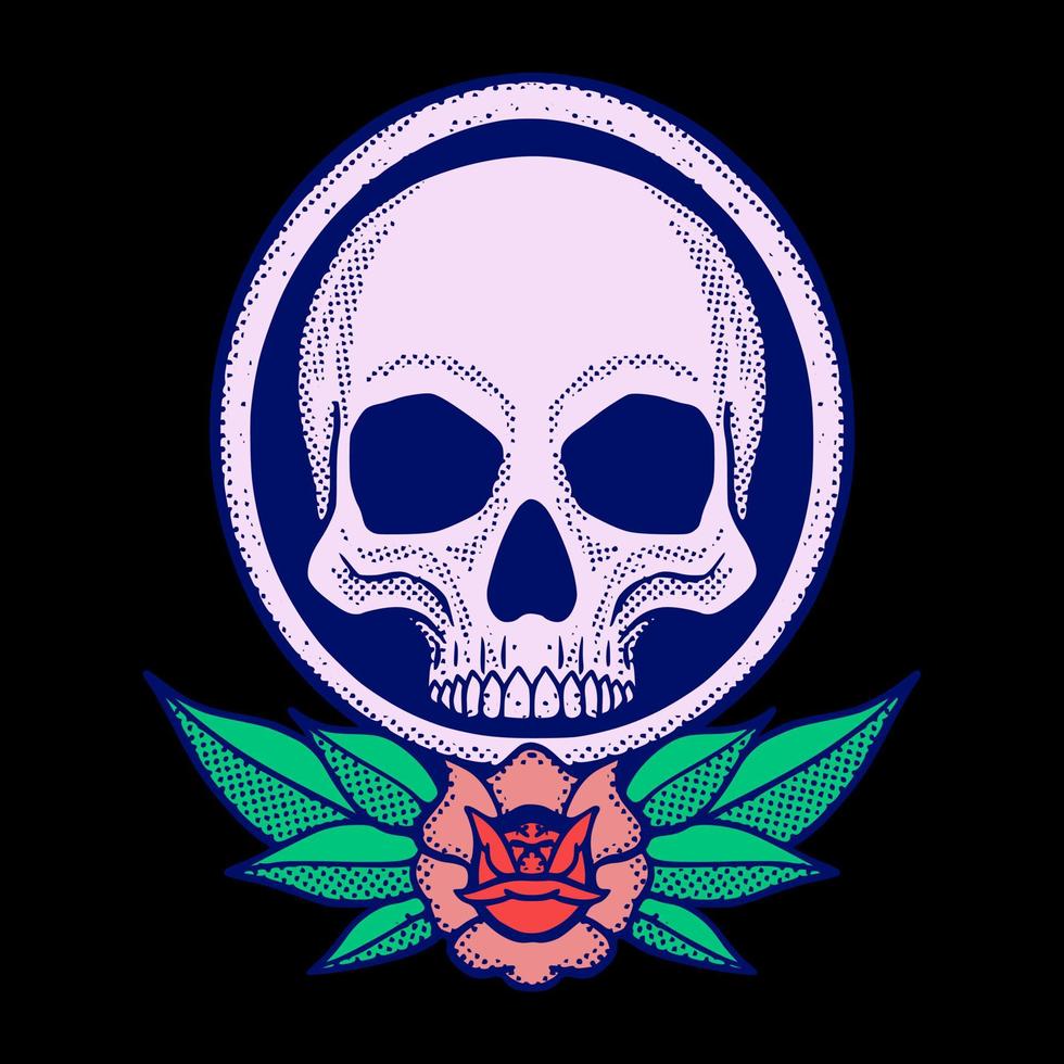 vetor de ilustração de flores de crânio colorido para impressão em camiseta, pôster, logotipo, adesivos etc