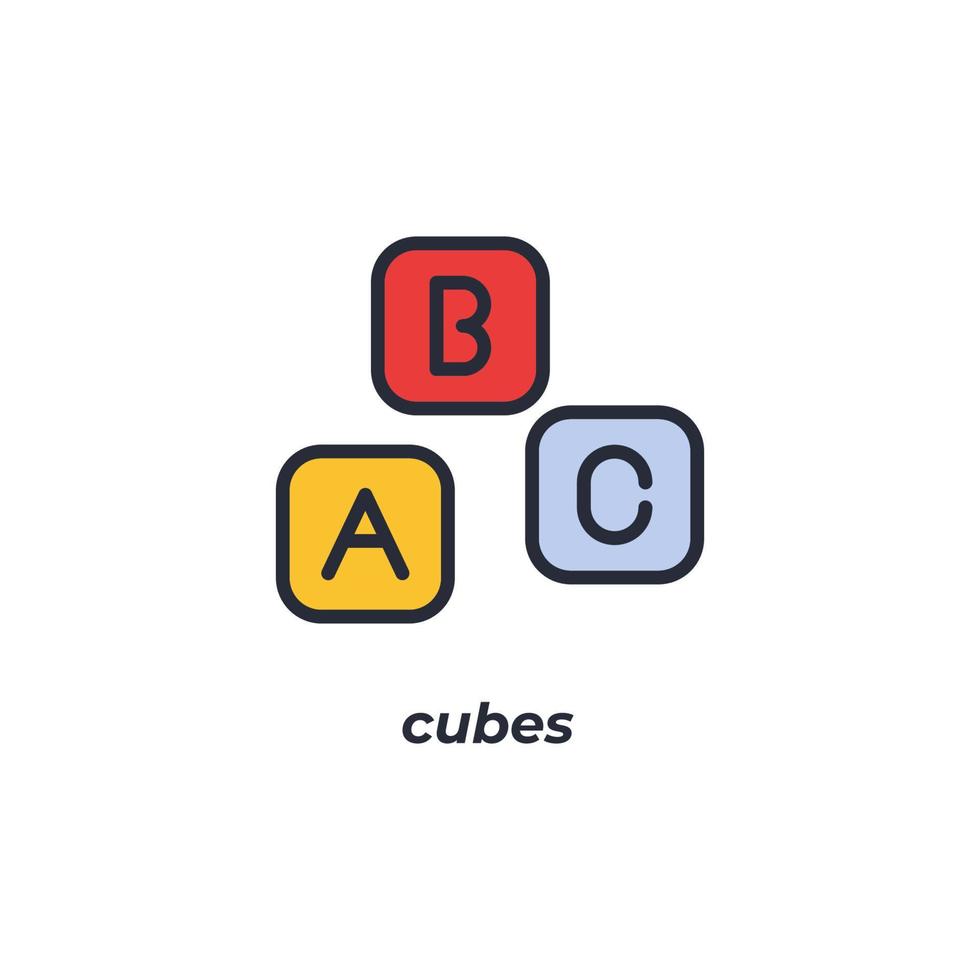 sinal de vetor de símbolo de cubos é isolado em um fundo branco. cor do ícone editável.
