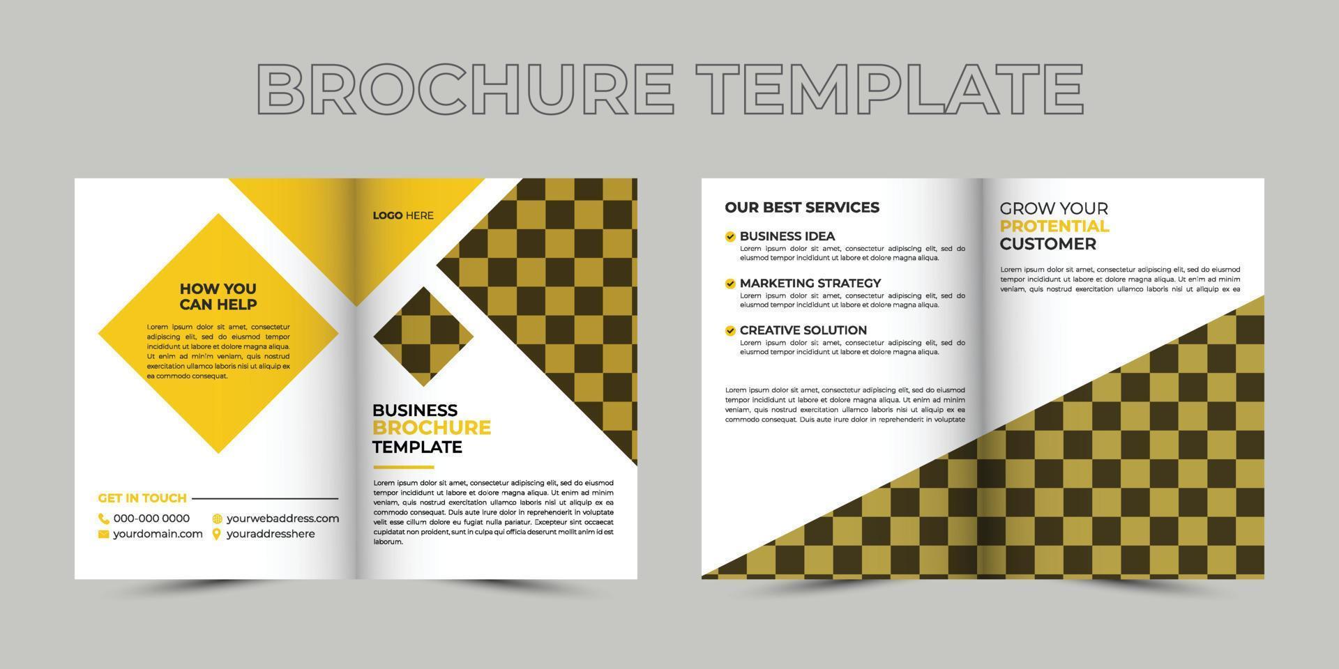brochura bifold, corporativa, agência, criativa, marketing, modelo, impressão, a4, vetor