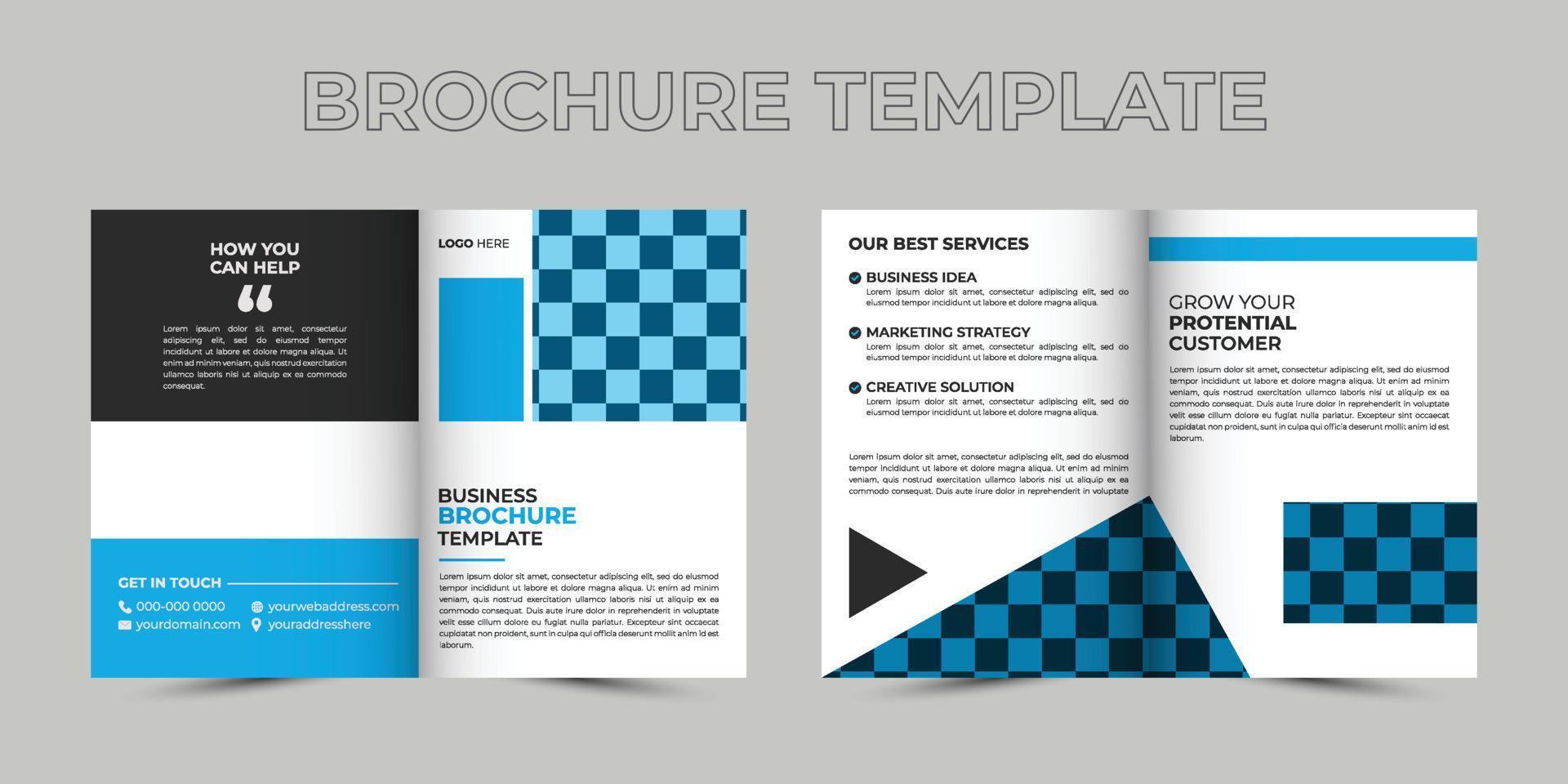 brochura bifold, corporativa, agência, criativa, marketing, modelo, impressão, a4, vetor