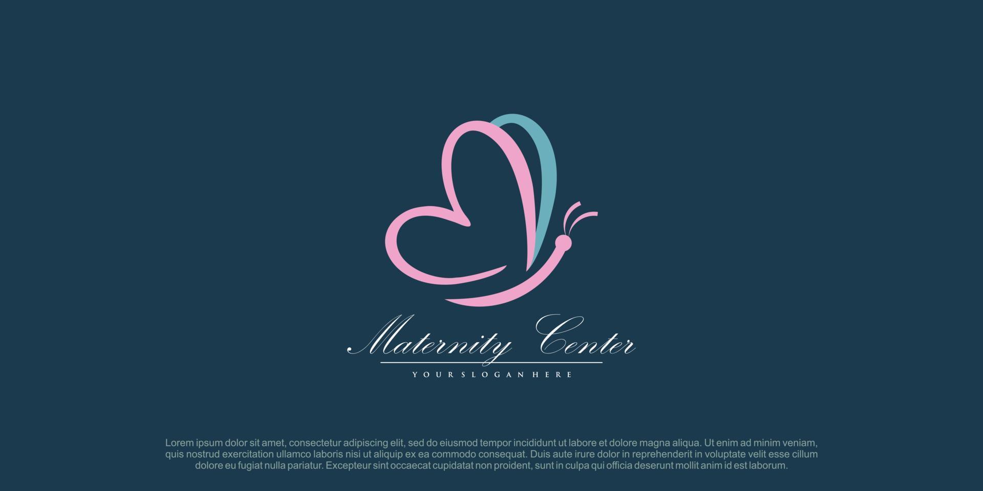 vetor de design de logotipo de borboleta para estilo de maternidade com conceito criativo exclusivo