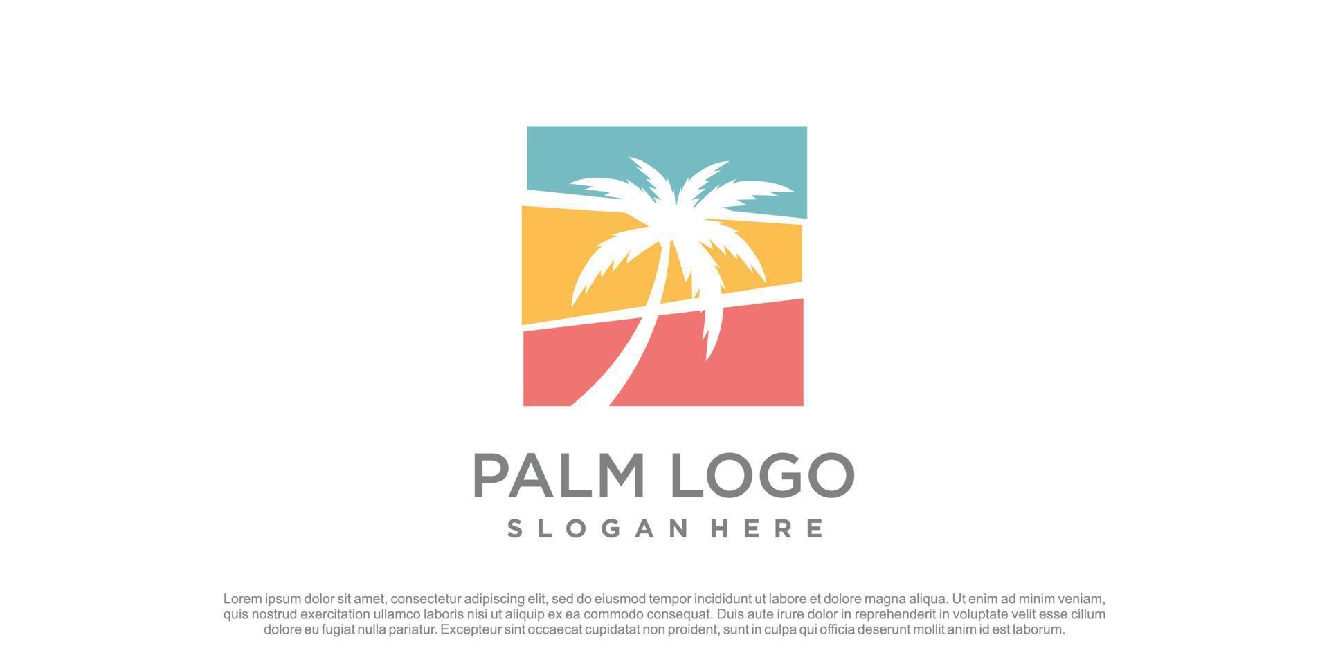 vetor de design de logotipo de palma com ideia de conceito criativo