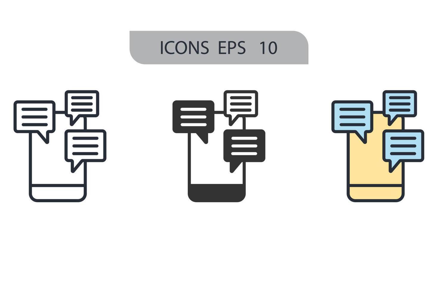 ícones de bate-papo on-line simbolizam elementos vetoriais para web infográfico vetor