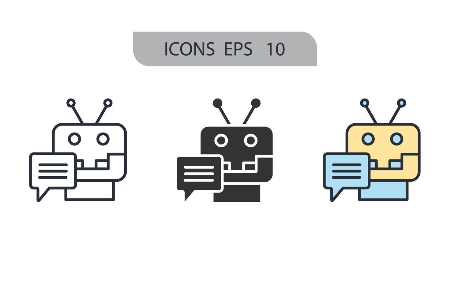 ícones do chatbot simbolizam elementos vetoriais para infográfico web vetor