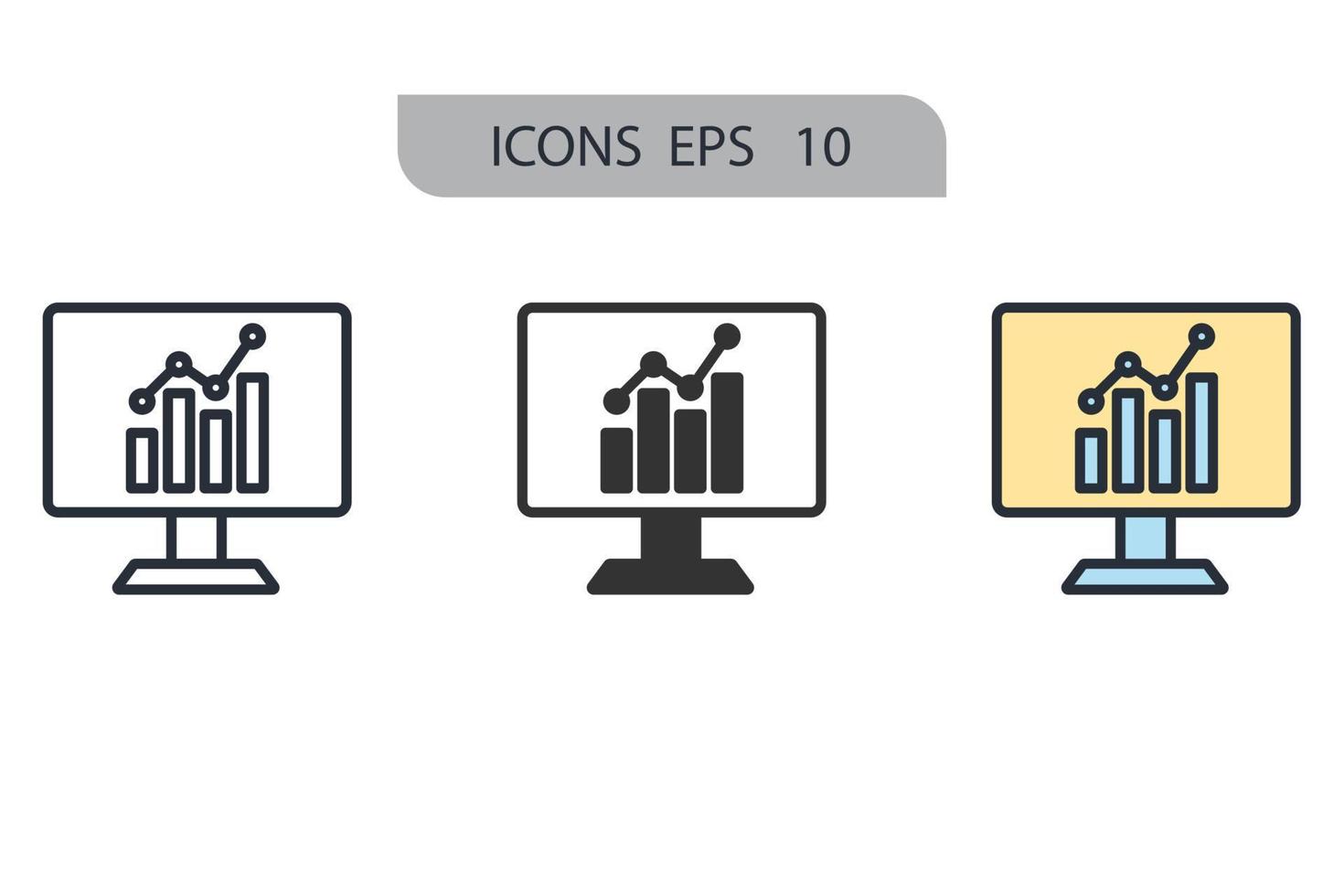 ícones de análise de negócios simbolizam elementos vetoriais para infográfico web vetor