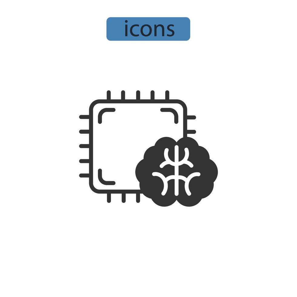 ícones de inteligência artificial simbolizam elementos vetoriais para web infográfico vetor