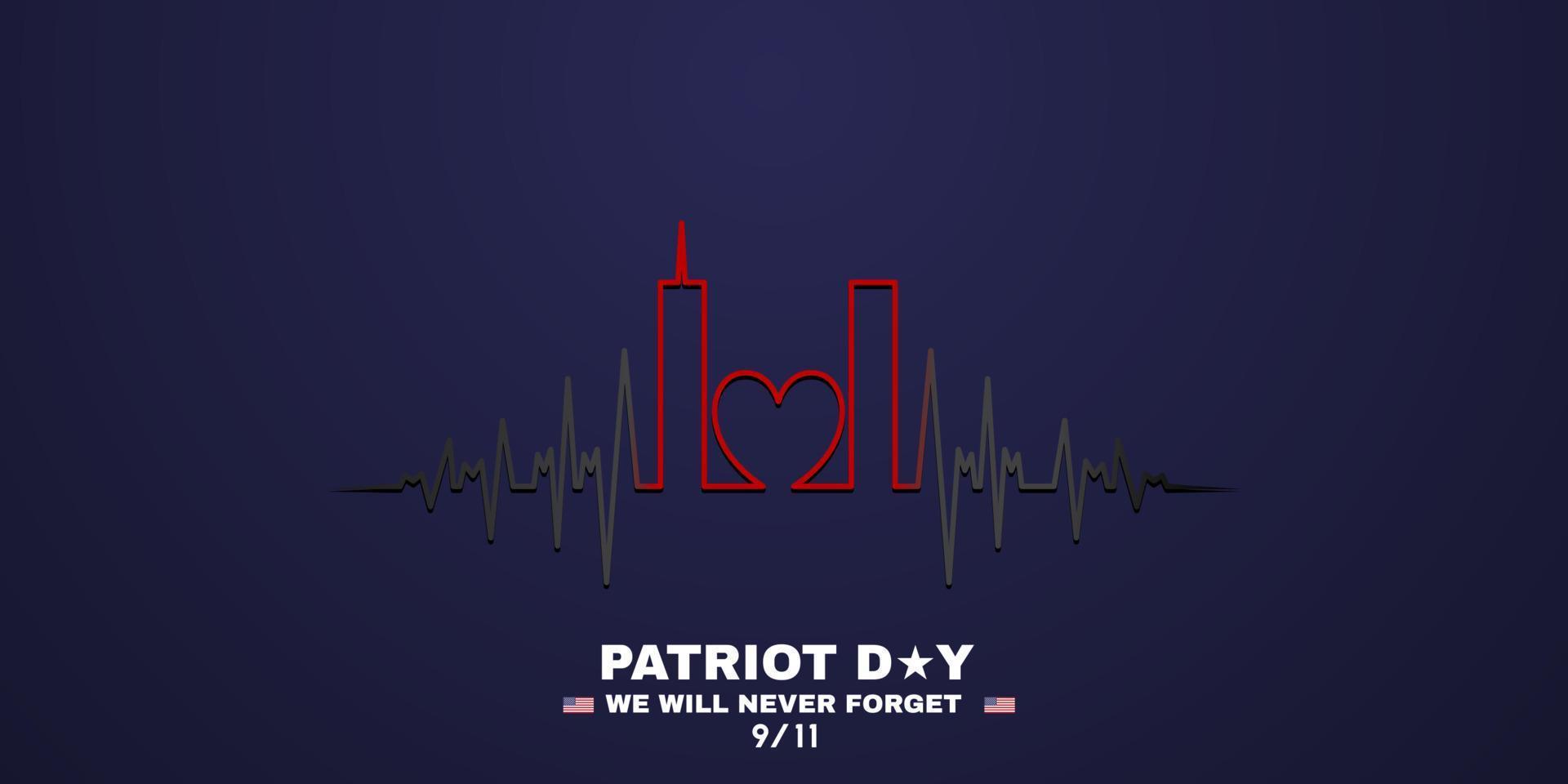 9 11 memorial day setembro 11.patriot day nyc world trade center. nós nunca esqueceremos, os ataques terroristas de 11 de setembro. World Trade Center frequência cardíaca com amor vetor