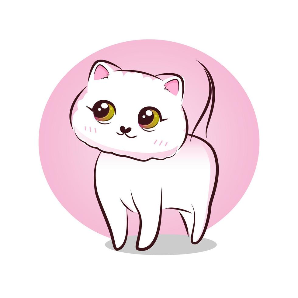 gatinho rosa doce fofo no estilo cartoon. vetor. vetor