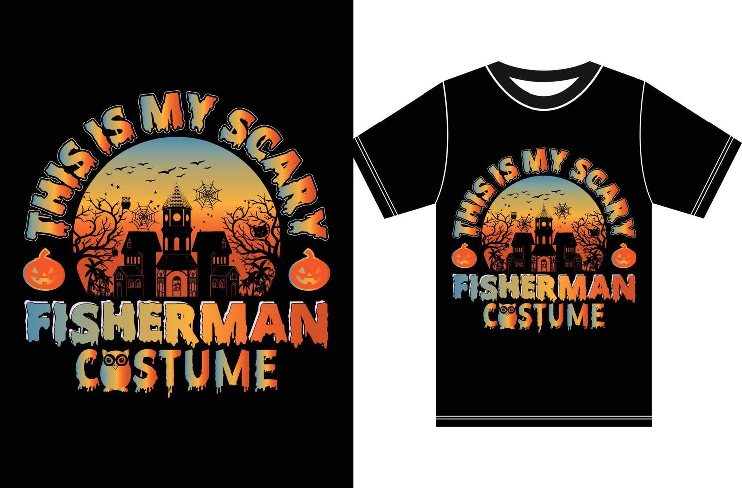 esta é a minha fantasia de pescador assustador. feliz Dia das Bruxas. camiseta de festa de halloween. t-shirt de halloween tipografia. vetor